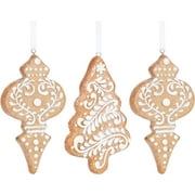 Raz Imports 2021 4.5-inch White Icing Gingerbread Ornament, Assortment of 3