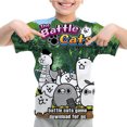 thumbnail image 3 of Camiseta de Battle Cats, ropa para niños, camiseta informal de cuello redondo, camisetas de manga corta con dibujos animados, ropa de verano para niños de 2 a 14 años, 3 of 5