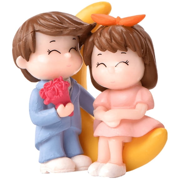 Yvsxxv Miniature Couple Figurine Set, Fairy Garden Micro Landscape Decor