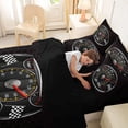 thumbnail image 4 of Castle Fairy Retro Speedometer Twin Bedding Sets 7-Piece for Teens, Race Flag Print Bedding Comforter Set for Bedroom, Black Red,Black Reversible, 4 of 7