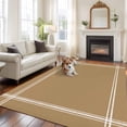 thumbnail image 3 of Pure Khaki Area Rug 6x9 FT, Non Slip Living Room Throw Carpet, Simple Solid Color Washable Soft Large Floor Carpet Non-Shedding Rug for Bedroom Dining Room Play Room, 3 of 9