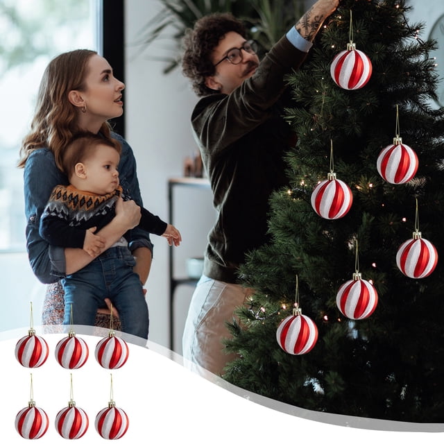 Xihbxyly Juego de Adornos Navideños para Árbol de Navidad, Adornos Festivos Rojos y Blancos, de Plástico con Revestimiento Galvanizado, Varios Tamaños, Ideal para Decoración Del Hogar y Fiestas, List