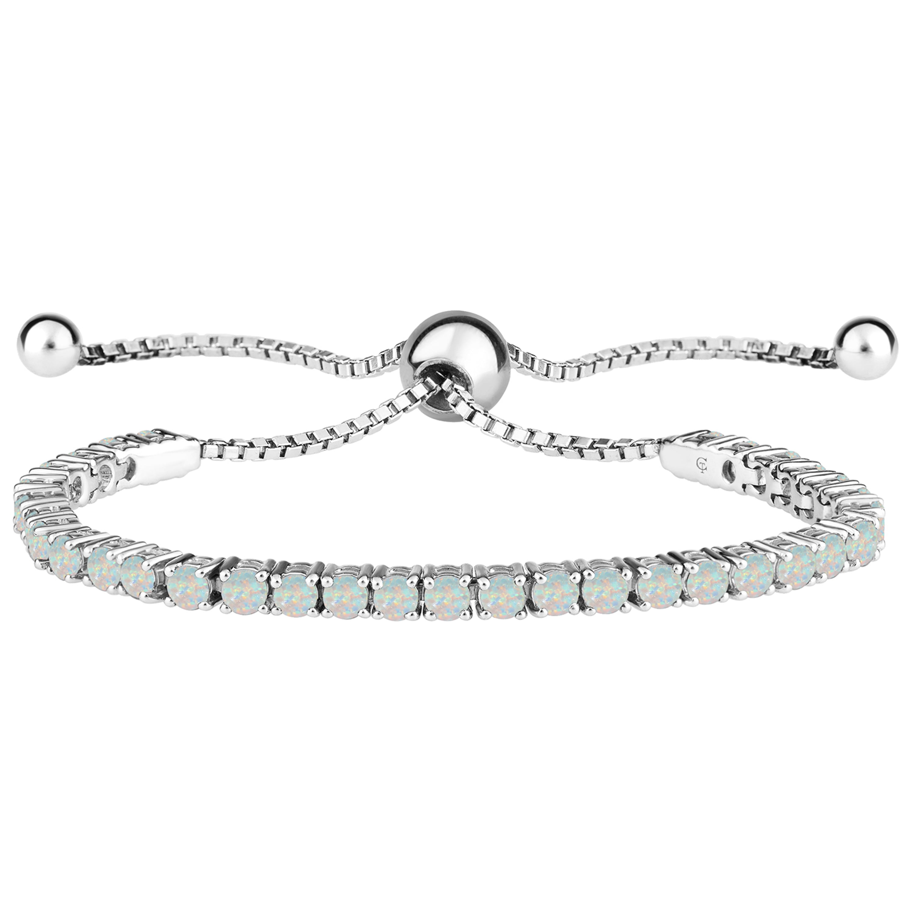 Cynergy - Sterling Silver Simulated Opal Women's Fashion Bolo Bracelet ...