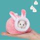 thumbnail image 3 of Cama para hámster de 2 piezas, mini nido de algodón para hámster, sacos de dormir para invierno, nidos cálidos para dormir para el invierno, casa cálida para animales pequeños (gris + rosa), 3 of 5
