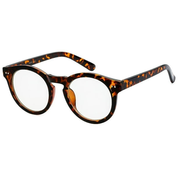 Mens Womens Fashion Round Retro Plastic Frame Clear Lens Eye Glasses