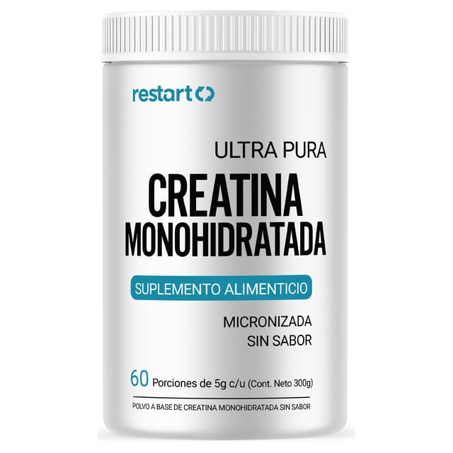Restart Creatina Monohidratada Micronizada Sin Sabor | 100% Pura, Sin Aditivos | 300g (60 Porciones)