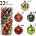 thumbnail image 2 of Adornos para árbol de Navidad, juego de 30 bolas navideñas de 2,36 in, bolas navideñas rojas, verdes y doradas, juego de adornos colgantes irrompibles para árbol, 2 of 6