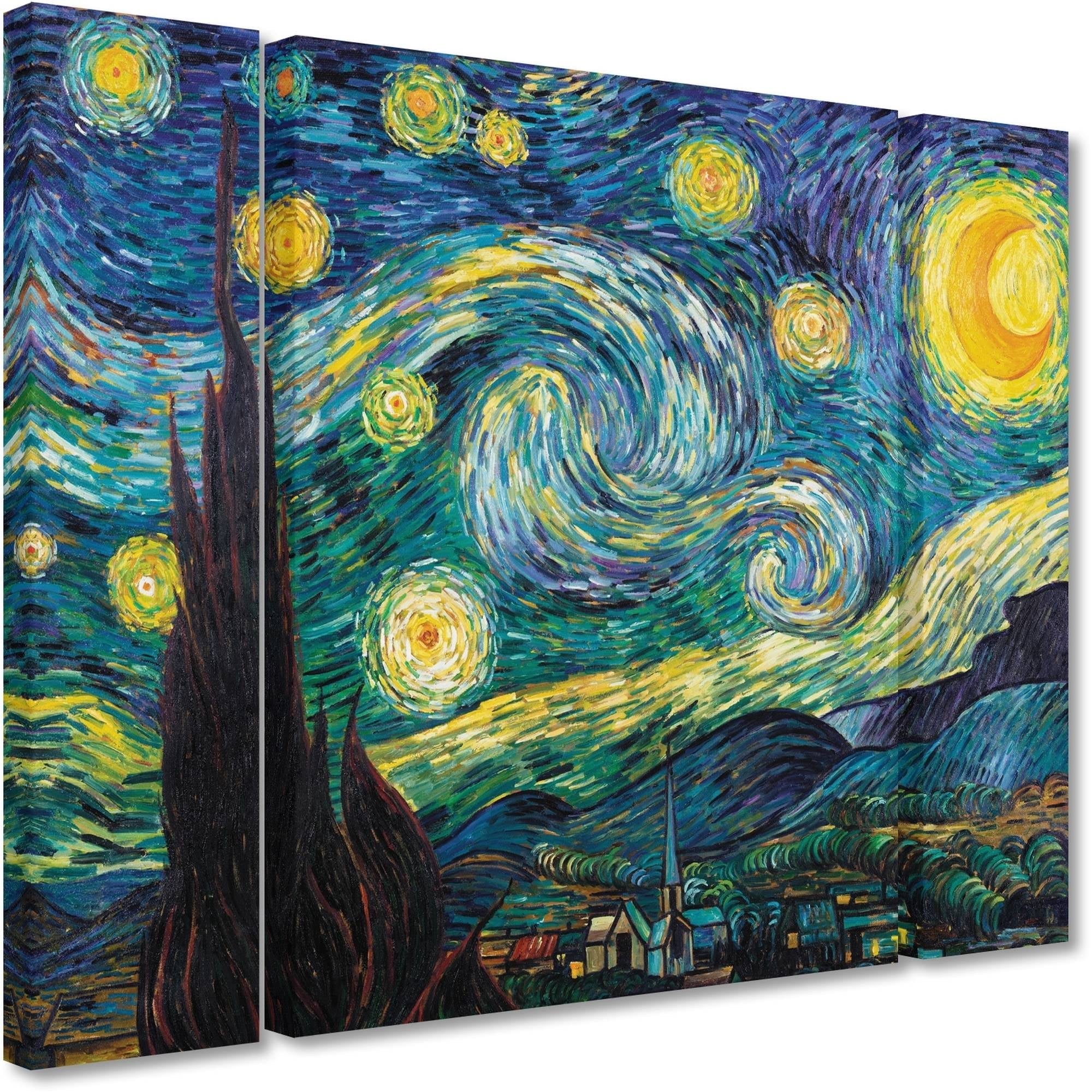 Trademark Fine Art "Starry Night" Canvas Art by Vincent van Gogh Three Panel Set