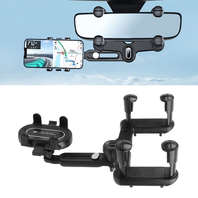 Phone Navigation GPS Holder, Rearview Mirror Phone Holder Lightweight Vibration Resistant High Stability for Vehicle