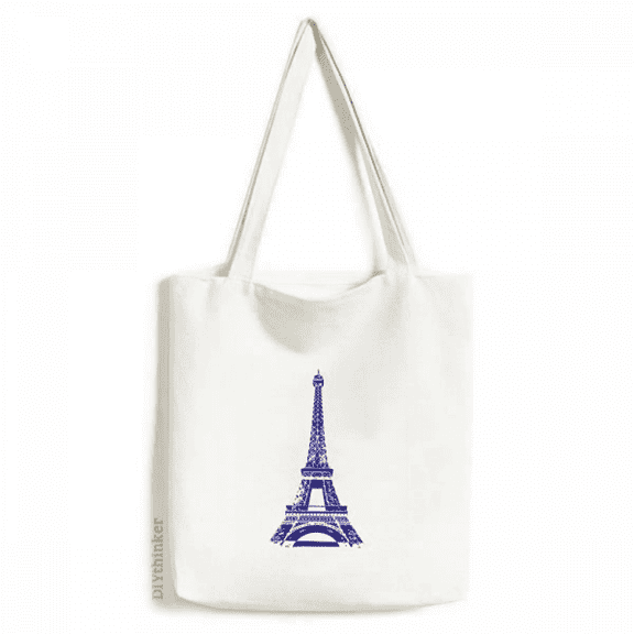 Eiffel Tower Outline France Paris Tote Canvas Bag Shopping Satchel Casual Handbag