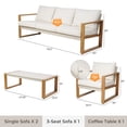 thumbnail image 4 of GRANDPATIO 4-Piece Outdoor Conversation Set, Modern Aluminum Patio Furniture Set 5-Person Conversation Set with Coffee Table, Beige & Natural, 4 of 9