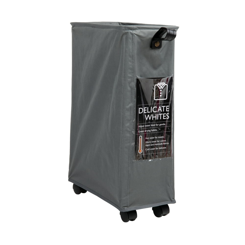 Mind Reader Slim Rolling Hamper, Laundry Hamper with Wheels, Drawstring Mesh Closure for