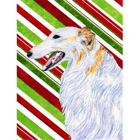 11 x 15 In. Borzoi Candy Cane Holiday Christmas Flag, Garden Size