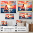 thumbnail image 4 of Designart "Sunset Serenity Sailing Boat II" Extra Large Transportation Framed Wall Art - Modern Red Boat Sailing Living Room Framed Canvas Art, 4 of 6