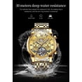 thumbnail image 6 of OLEVS Watch for Men Automatic Skeleton Tourbillon Mechanical Self Winding Business Luxury Dual Calendar Stainless Steel Luminous Waterproof Man Wrist Watches Gold Dial, 6 of 11