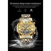 OLEVS Watch for Men Automatic Skeleton Tourbillon Mechanical Self Winding Business Luxury Dual Calendar Stainless Steel Luminous Waterproof Man Wrist Watches