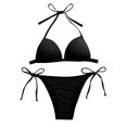 thumbnail image 1 of Women Fashion Solid Color Sexy Taping Backless Bikini Swimsuit, 1 of 5