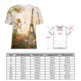 thumbnail image 2 of Blossoming Paris Eiffel Tower Womens Tops Women's Fashion Casual Short Sleeve Flower Print Round Neck Pullover Top Blouse, 2 of 6