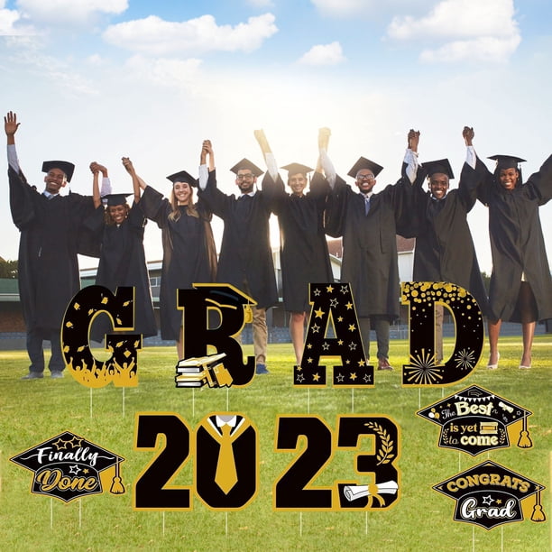 pstuiky Letrero de jardín con diseño de birrete de graduación para la temporada de graduaciones de 2023. Decoración para exteriores.