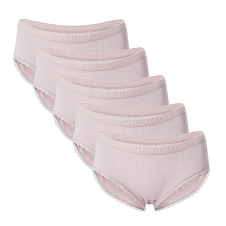 

Lingerie for Women Women S Thin Briefs In Solid Color With Lace Mid-Waist Underwear 5Pc Cotton Gray