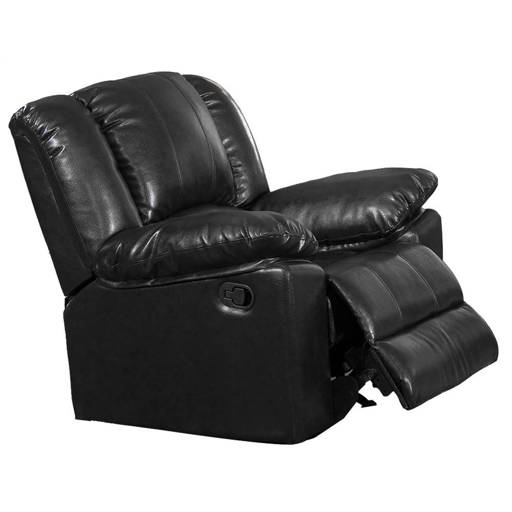 Upholstered Rocker Recliner in Black Finish
