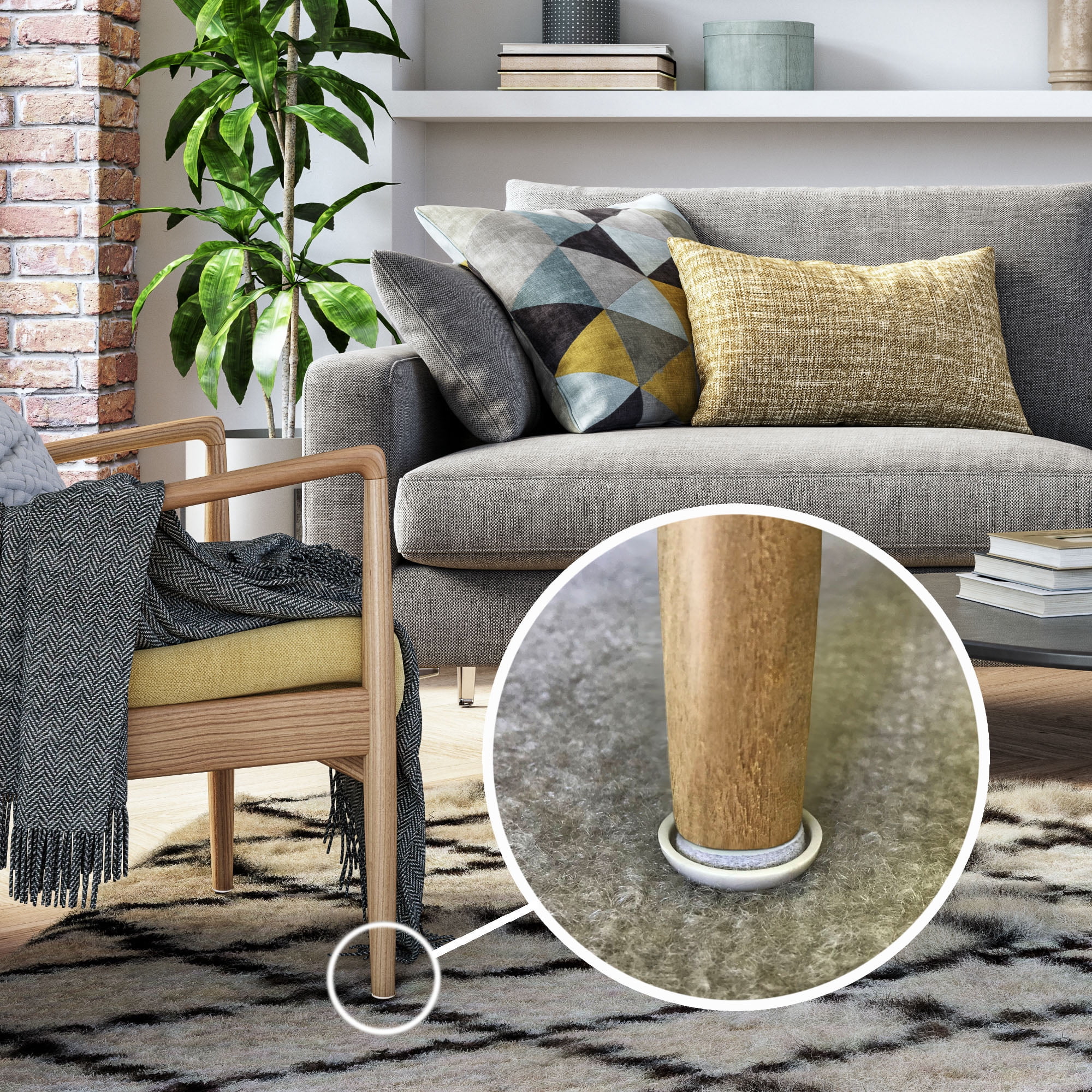 Super Sliders 1¼" Round Furniture Sliders – 16 pack, Self-Stick Pads for Carpeted Surfaces (Beige)