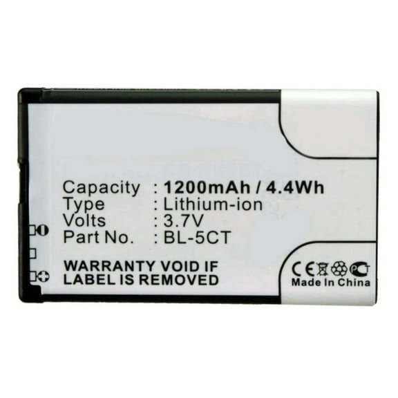 Batteries N Accessories BNA-WB-L3486 Cell Phone Battery - Li-Ion, 3.7V, 1200 mAh, Ultra High Capacity Battery - Replacement for Nokia BL-5CT Battery