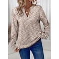 thumbnail image 2 of Camisa Dokotoo de manga larga con cuello en V, punto gofrado para mujer, color albaricoque, 2 of 4