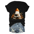 thumbnail image 5 of enyan Halloween Ladies Fall Tops Pumpkin Printed Cute T Shirts Orange Graphic Tops Fall Tee Fashion Black,S, 5 of 5