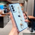 thumbnail image 4 of Compatible with Samsung Galaxy A54 5G Phone Case Women Luxury Plating Cute Love Heart Case with Heart Chain Bracelet Strap Soft Case for Galaxy A54 6.4 inch (Sierra Blue), 4 of 10