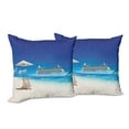 thumbnail image 6 of Ambesonne Summer Throw Pillow Cover 2 Pack, Beach Cruise Boat Trip, 18", Blue and White, 6 of 6