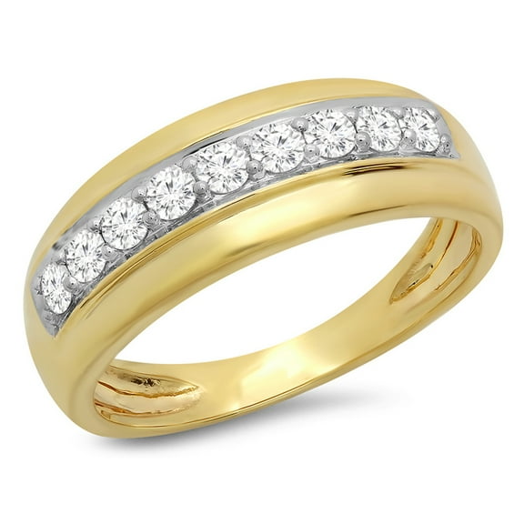 0.50 Carat (Ctw) 18K Gold Round Cut White Diamond Men's Anniversary Wedding Band 1/2 CT