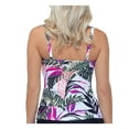 thumbnail image 3 of ISLAND ESCAPE Women's White Tropical Print Stretch Ruffled Sweetheart Neck Aloha Palms Tankini Swimsuit Top 12, 3 of 4