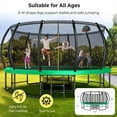 thumbnail image 3 of JOYFULIN Trampoline, 16FT Trampoline for 4-5 Adults or 7-8 Kids, 1500LBS Trampoline with Enclosure, Basketball Hoop, Shoes Bags, Galvanized Full Spray Outdoor Recreational Round Trampolines, 3 of 7