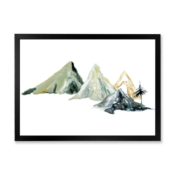 Designart 'Dark Blue Mountain Landscape Winter Minimalistic I' Modern Framed Art Print