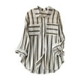 thumbnail image 2 of Womens Tops Mid Length Vertical Stripe Casual Loose Long Sleeve Shirt Top Polyester Spandex Comfortable Fashion For Work Afternoon Out Dinner Machine Washable M Sweaters For Women, 2 of 4