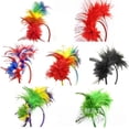 thumbnail image 2 of Diadema de plumas de arcoíris de gran venta en Europa y América, estilo vintage británico, para fiestas de Halloween, Navidad y actuaciones en el escenario, 2 of 6