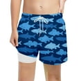 thumbnail image 3 of Hiijoy Big Boys Beach Swimming Trunks Compression Liner Fish Print Board Shorts, Sizes 10-12Y, 3 of 3