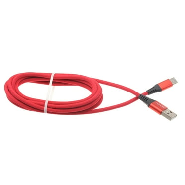 Red 6ft USB-C Cable For Verve Connect, ZMax 11 - Type-C Charger Cord Power Wire Long Braided Fast Charge Sync High Speed for Consumer Cellular Verve Connect, ZMax 11