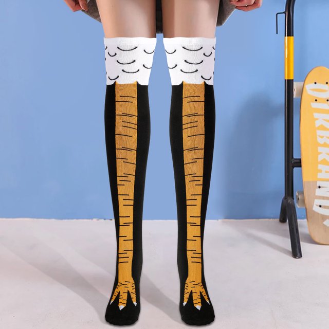 Muyoka Crazy Funny Chicken Legs Calcetines Hasta la rodilla Novedad Calcetines Regalos divertidos Cool Funky Animal Cartoon Cosplay Pollo Pierna Hasta la rodilla Media pantorrilla Regalo