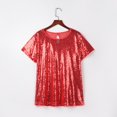 thumbnail image 6 of JINMGG Womens Plus Size $5 Women's Casual Short Sleeve T Shirts O Neck Party Sequin Tunic Elegant Tops Red XXL, 6 of 9