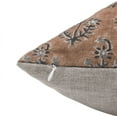 thumbnail image 2 of Fabdivine Block Print Throw Pillow Cover, 24x24 Inch Thick Linen Decorative Cushion Cover, Floral Print Boho Design Brown Pillow Cover for Sofa and Couch, 2 of 5