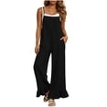 thumbnail image 5 of Gamivast Wide Leg Jumpsuit for Women with Pockets Sleeveless Spaghetti Strap Loose Fit Ruffle Hem Casual Romper Overalls Black XL, 5 of 8