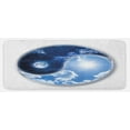 thumbnail image 1 of Space Kitchen Mat, Yin Yang World Moon and Sun Harmony of the Universe Art Print, Plush Decorative Kitchen Mat with Non Slip Backing, 47" X 19", Navy Blue Sky Blue White, by Ambesonne, 1 of 1