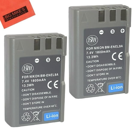 Battery Pack For Nikon D5000 BM Premium 2 Pack of EN-EL9, EN-EL9A Batteries for Nikon D5000, D3000, D60, D40x & D40 Digital SLR Camera ()