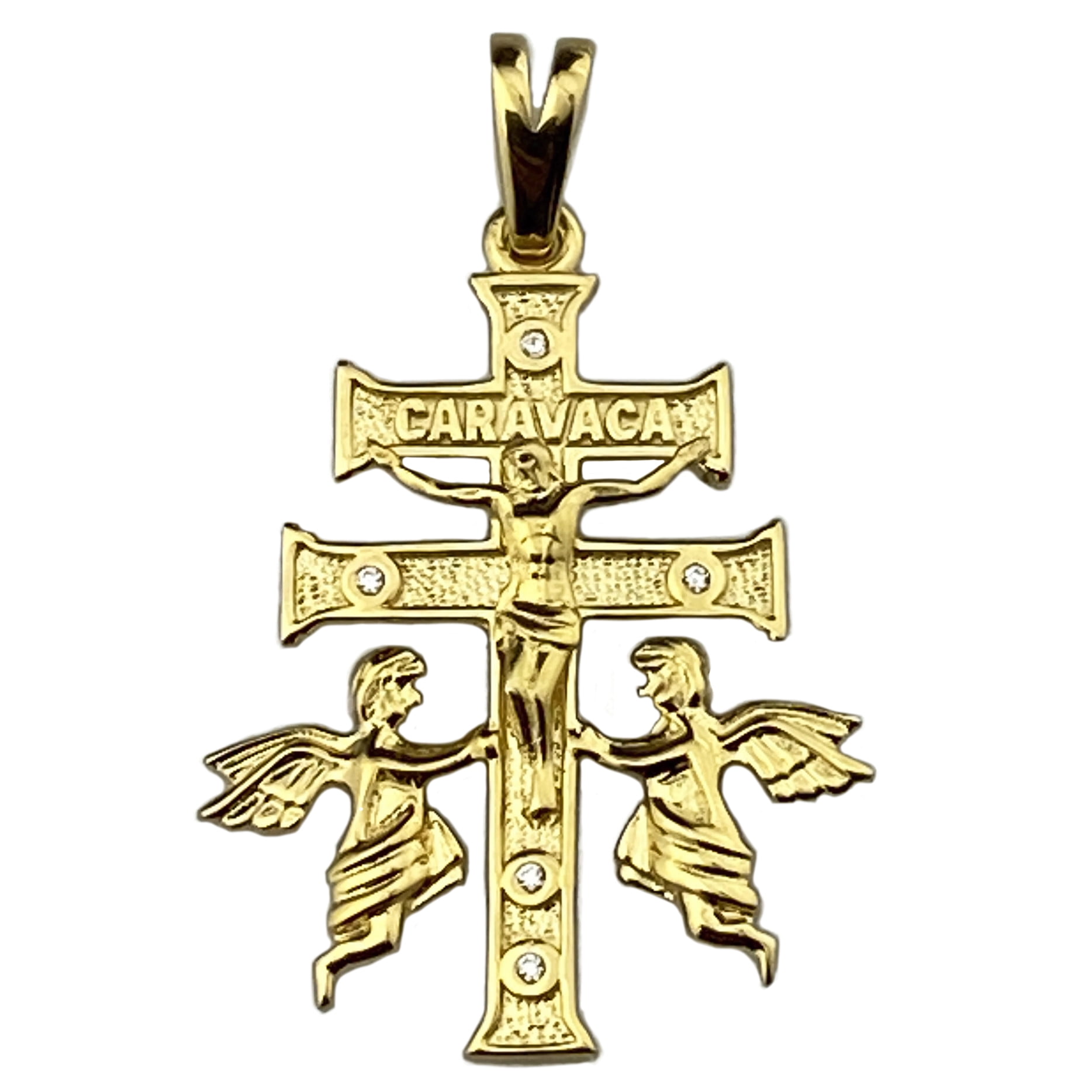 La Cruz De Caravaca Plata Cross Pendant Gold Over Real 925 Sterling Silver 2.5" 
