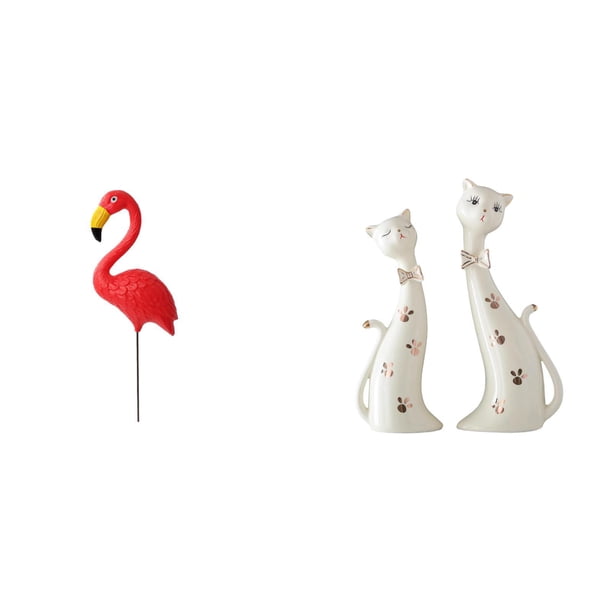 Estatua de estaca de jardín,Adorno de flamenco para jardín,patio,porche,Estatua de flamenco,estatuilla,escultura,exterior,playa,Figura de gato,Esculturas de pareja de gatos Figura de gato