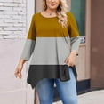 thumbnail image 3 of Womens Plus Size Tunic Tops with Legging, Long Sleeve Shirts for Women Fall Clothes Casual Color Patchwork Oversized Crewneck Dressy Blouses, 3 of 4