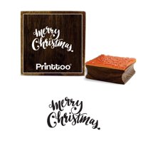 Printtoo Square Wooden Rubber Stamp Merry Christmas Scrap-booking Craft Textile Stamps-5 x 5 Inches