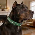 thumbnail image 5 of Avolia XXL Cool Spiked Studded Dog Collar, Adjustable PU Leather Pet Collar with Sturdy D-Ring for Small, Medium & Large Dogs (Size/Colour as Pictured),Green,L, 5 of 8